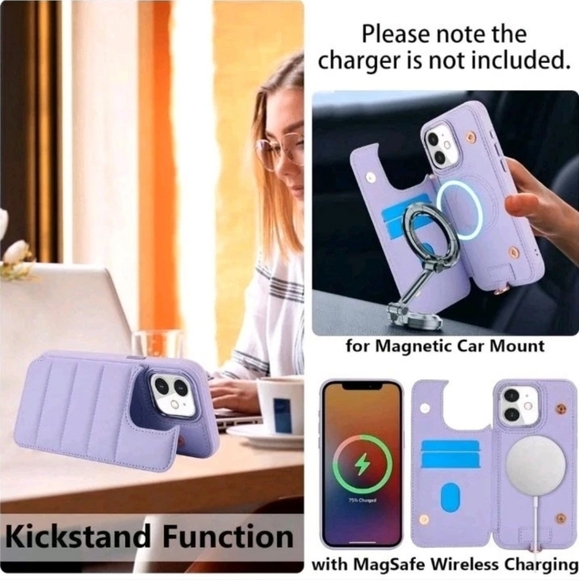 Case for iPhone Crossbody Strap Flip Leather Wallet Case - Picture 6 of 7